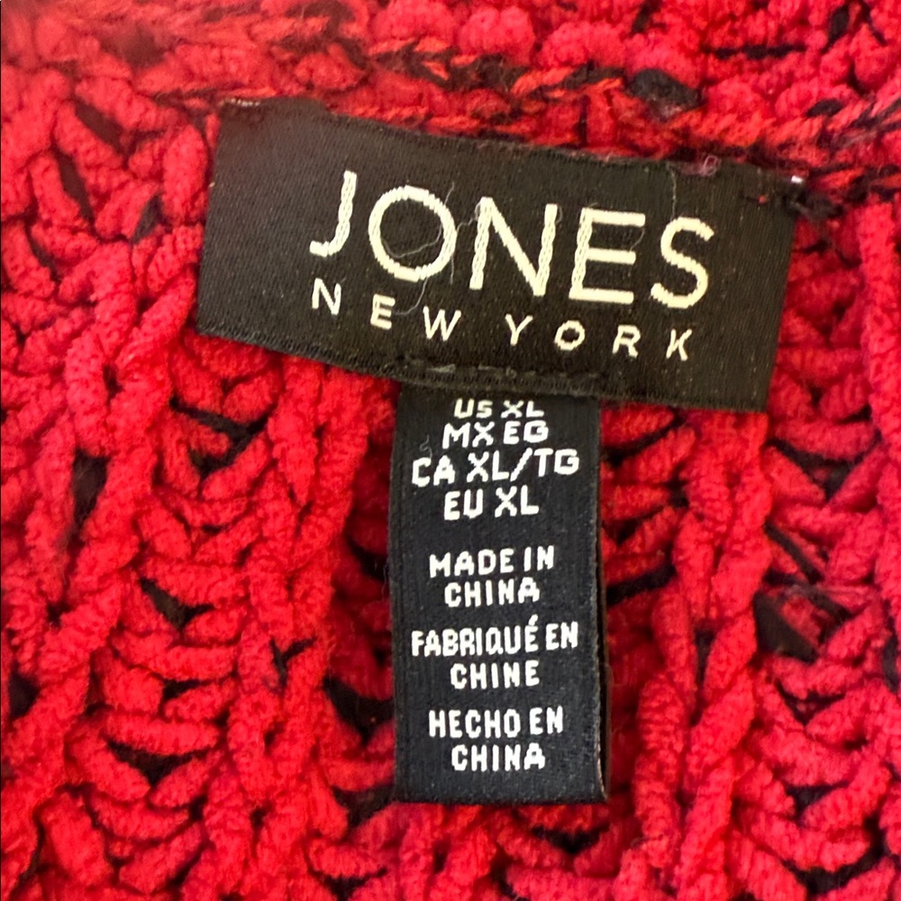 Jones New York Signature Red Chunky Knit Mock Neck High Low Sweater - Picture 9 of 11